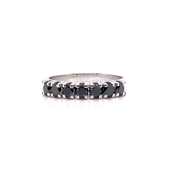 Anello veretta in oro bianco e diamanti neri ct.0.65 - immagine 2