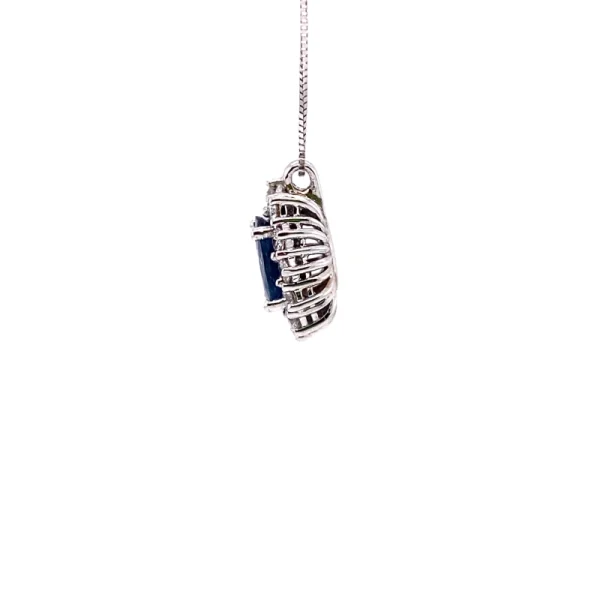 Pendente in oro bianco con zaffiro e diamanti ct.1.28 - immagine 3