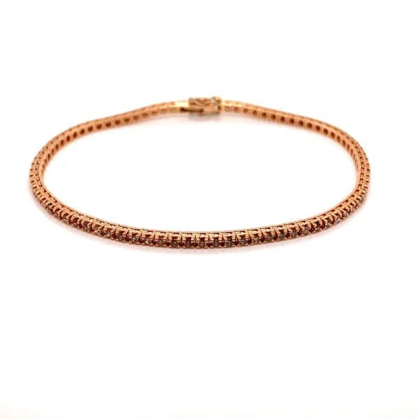 Tennis bracciale in oro rosa e diamanti naturali fancy brown taglio brillante ct.1.10 - immagine 2