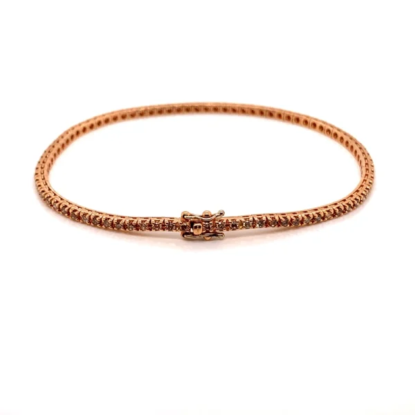 Tennis bracciale in oro rosa e diamanti naturali fancy brown taglio brillante ct.1.10 - immagine 3