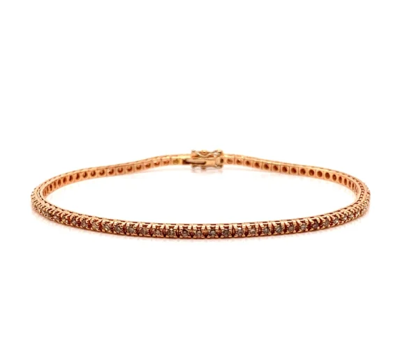 Tennis bracciale in oro rosa e diamanti naturali fancy brown taglio brillante ct.1.10