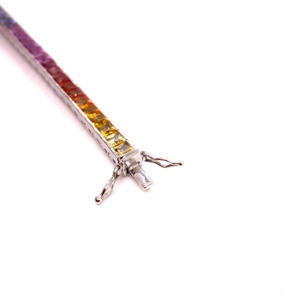 Tennis bracciale in oro bianco e zaffiri naturali multicolor ct.11.40 - immagine 10