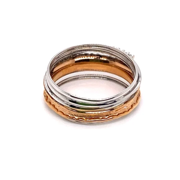 Anello in oro bianco e rosa con brillanti - immagine 4