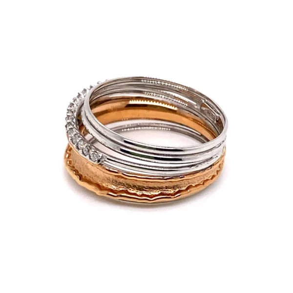 Anello in oro bianco e rosa con brillanti - immagine 5