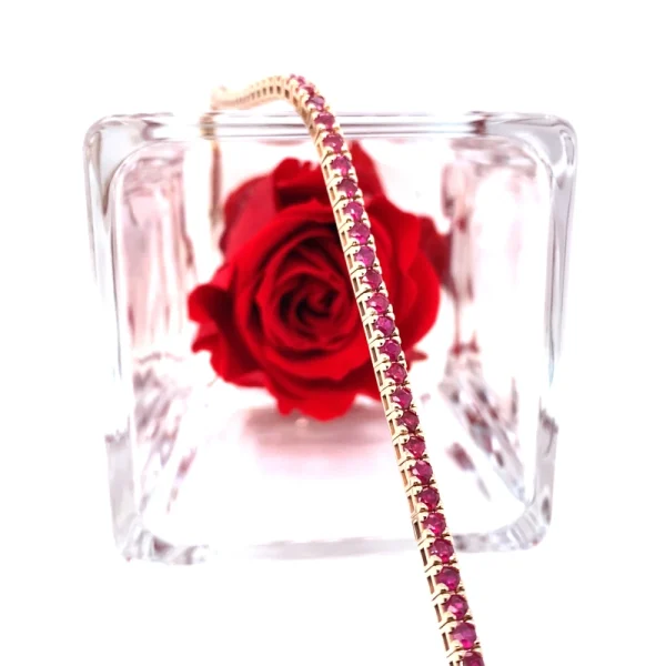 Tennis bracciale in oro rosa e rubini naturali ct.4.78