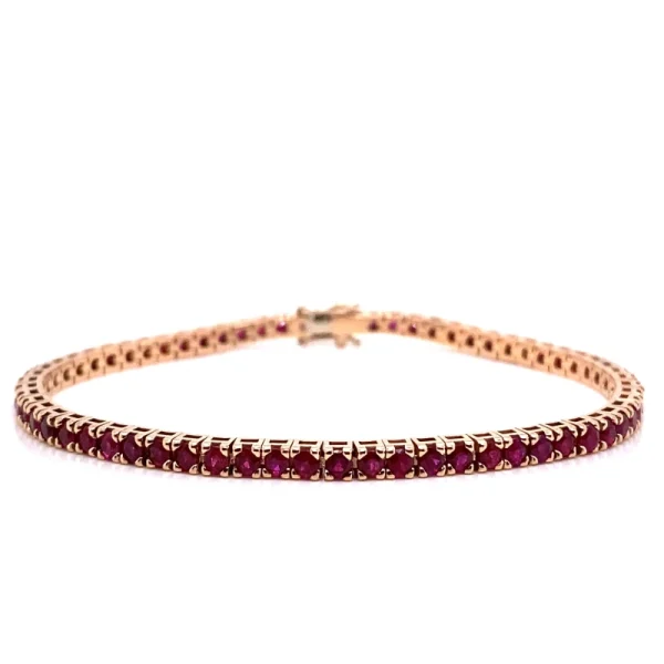 Tennis bracciale in oro rosa e rubini naturali ct.4.78 - immagine 2