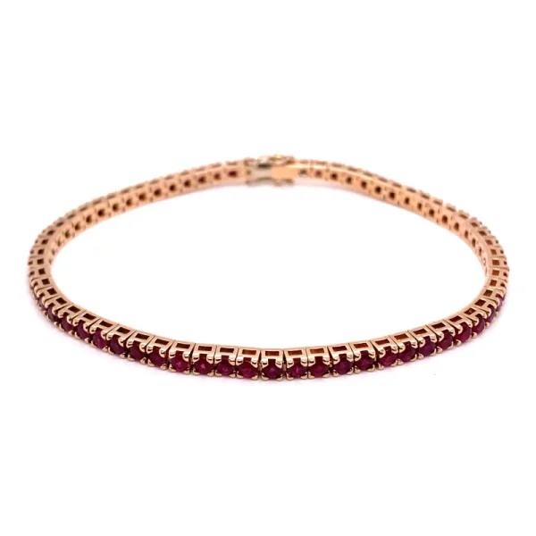 Tennis bracciale in oro rosa e rubini naturali ct.4.78 - immagine 3