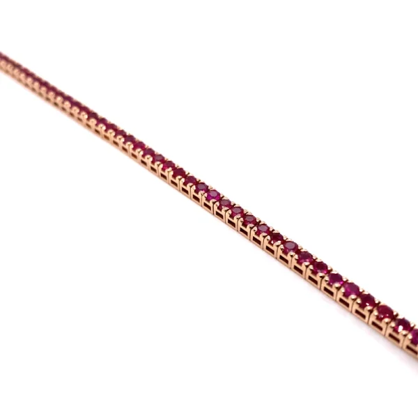 Tennis bracciale in oro rosa e rubini naturali ct.4.78 - immagine 4