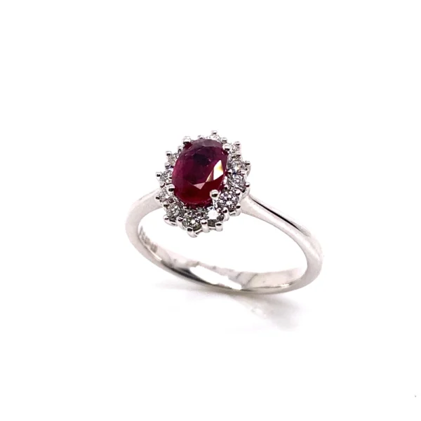 Anello Royal Kate in oro bianco con rubino e diamanti ct.0.77 - immagine 2