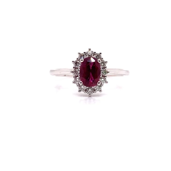 Anello Royal Kate in oro bianco con rubino e diamanti ct.0.77 - immagine 8