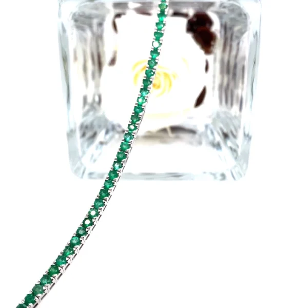 Tennis bracciale in oro bianco e smeraldi naturali ct.3.62