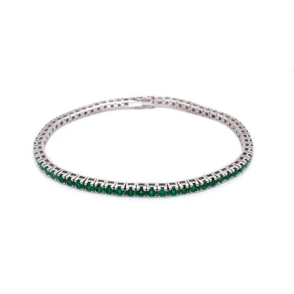 Tennis bracciale in oro bianco e smeraldi naturali ct.3.62 - immagine 2