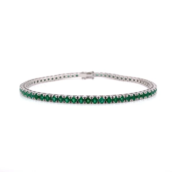 Tennis bracciale in oro bianco e smeraldi naturali ct.3.62 - immagine 3