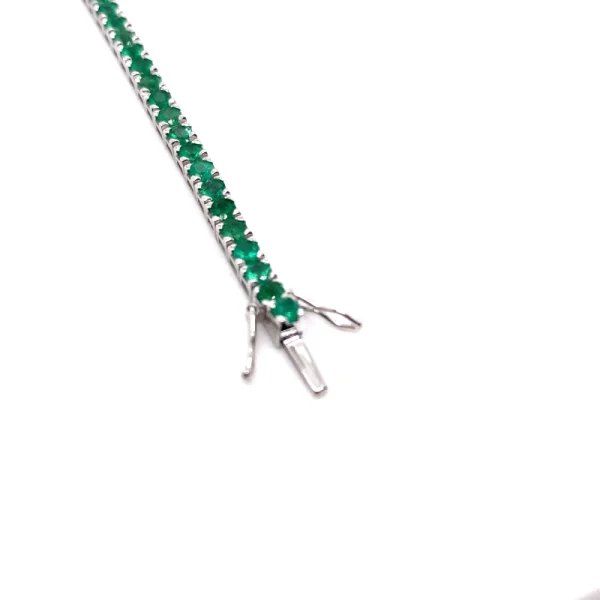 Tennis bracciale in oro bianco e smeraldi naturali ct.3.62 - immagine 4