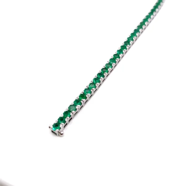 Tennis bracciale in oro bianco e smeraldi naturali ct.3.62 - immagine 5
