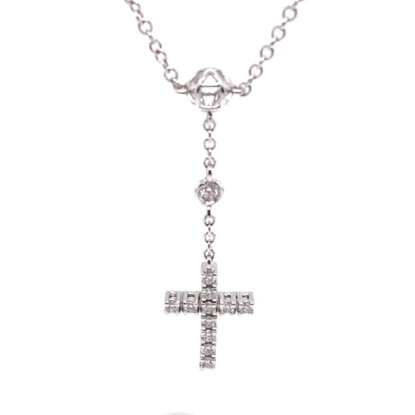 Collana rosario in oro bianco e diamanti taglio brillante ct.0.40 - immagine 3
