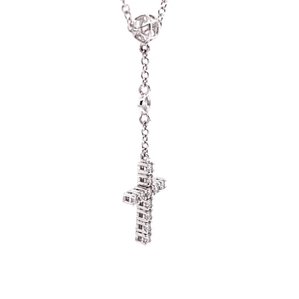 Collana rosario in oro bianco e diamanti taglio brillante ct.0.40 - immagine 4