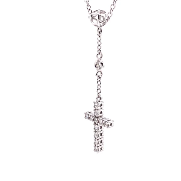 Collana rosario in oro bianco e diamanti taglio brillante ct.0.40 - immagine 7