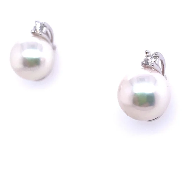 Orecchini in oro bianco con perla Akoya e diamante - immagine 3