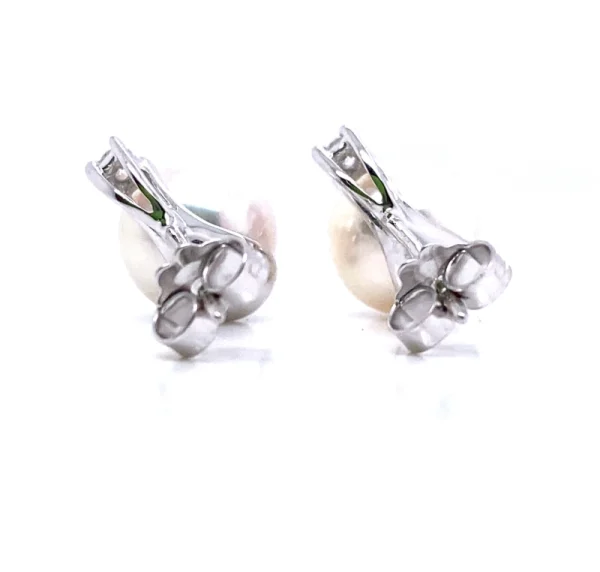Orecchini in oro bianco con perla Akoya e diamante - immagine 5