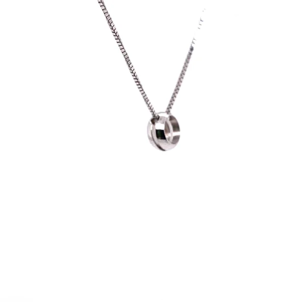 Collana punto luce cipollina in oro bianco e diamante ct.0.05 - immagine 4