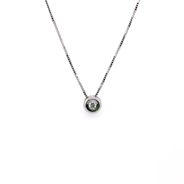 Collana punto luce cipollina in oro bianco e diamante ct.0.20 - immagine 3