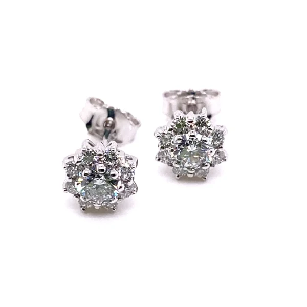 Orecchini punto luce in oro bianco con brillanti HPHT/CVD ct.0.95