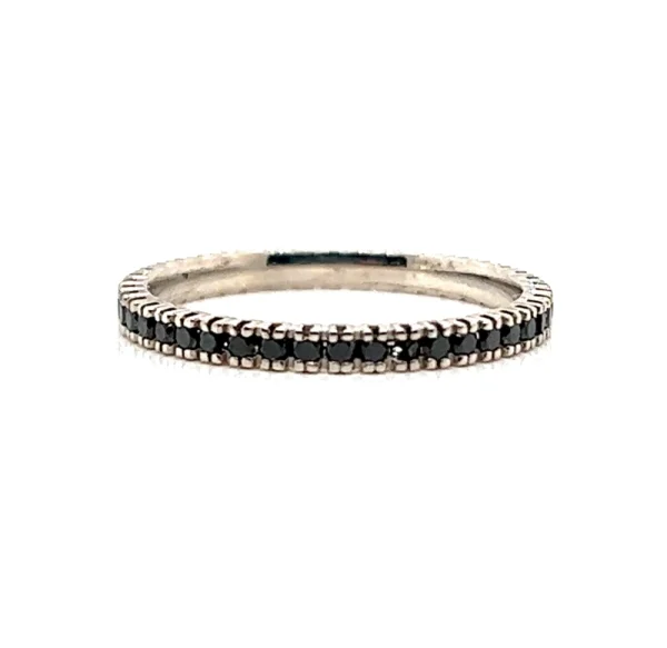 Anello eternity in oro bianco e diamanti neri ct.0.51 - immagine 2