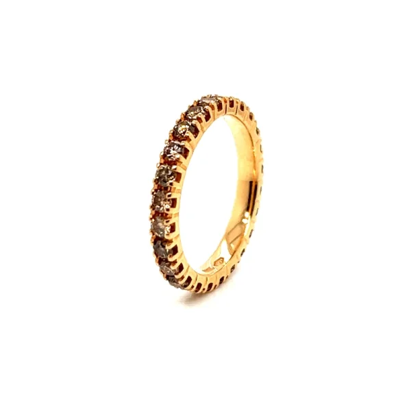 Anello eternity in oro rosa e diamanti fancy brown ct.1.38 - immagine 6