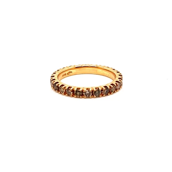 Anello eternity in oro rosa e diamanti fancy brown ct.1.38 - immagine 7