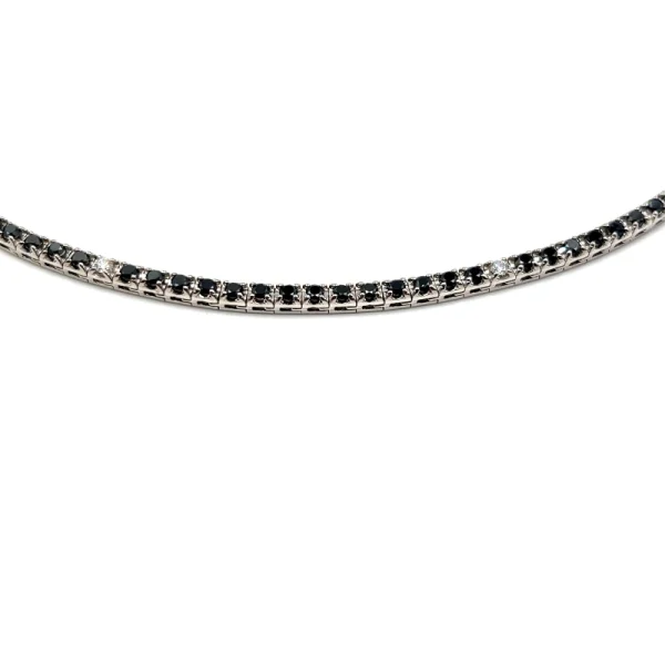 Collana Tennis in oro bianco e diamanti neri e bianchi taglio brillante ct.5.04 - immagine 3