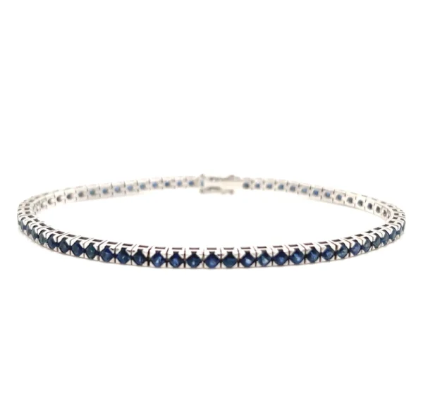 Tennis bracciale in oro bianco e zaffiri naturali ct.5.15 - immagine 2