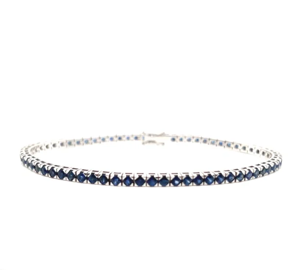 Tennis bracciale in oro bianco e zaffiri naturali ct.5.15 - immagine 6