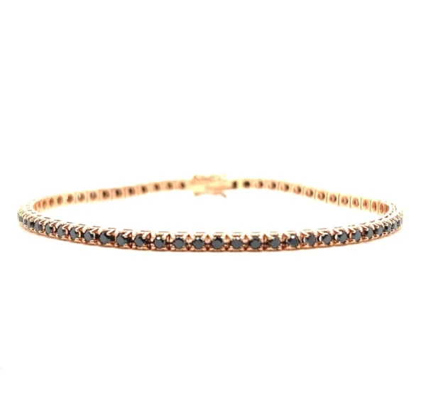 Tennis bracciale in oro rosa e diamanti naturali neri taglio brillante ct.5.84 - immagine 2