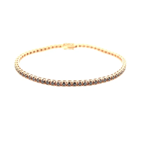 Tennis bracciale in oro rosa e diamanti naturali neri taglio brillante ct.5.84