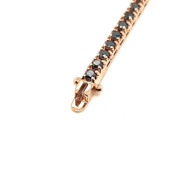 Tennis bracciale in oro rosa e diamanti naturali neri taglio brillante ct.5.84 - immagine 4