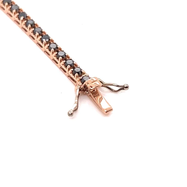 Tennis bracciale in oro rosa e diamanti naturali neri taglio brillante ct.5.84 - immagine 5