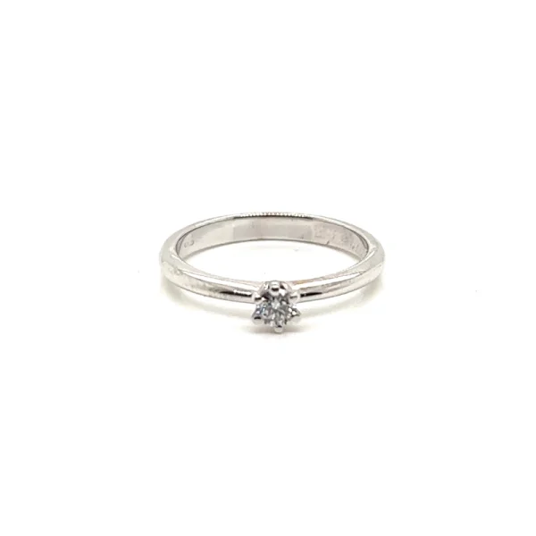 Anello solitario in oro bianco 18k e diamante ct. 0.16 - immagine 2