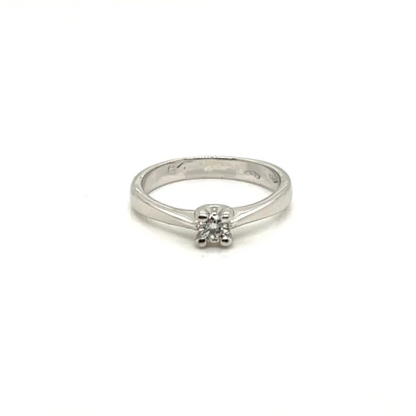 Anello solitario in oro bianco 18k e diamante ct. 0.12 - immagine 3
