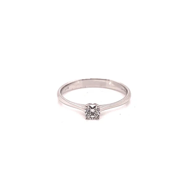 Anello solitario in oro bianco 18k e diamante ct. 0.19 - immagine 3