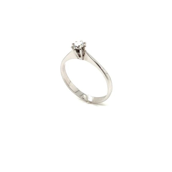 Anello solitario in oro bianco 18k e diamante ct. 0.22