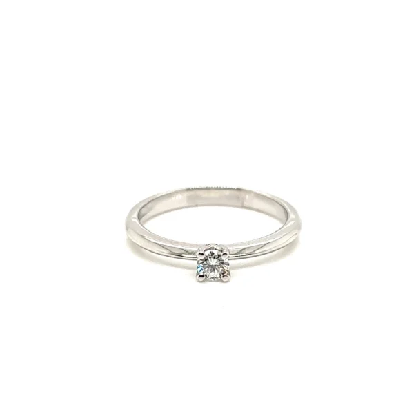 Anello solitario in oro bianco 18k e diamante ct. 0.15 - immagine 2