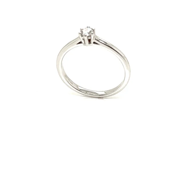 Anello solitario in oro bianco 18k e diamante ct. 0.15