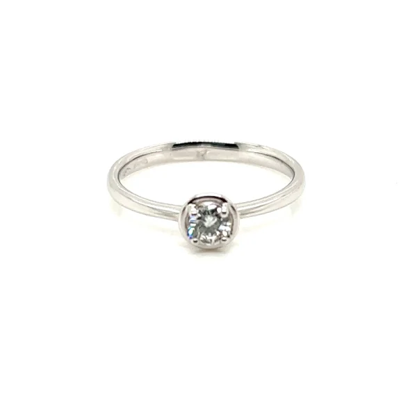 Anello solitario in oro bianco 18k e diamante ct. 0.21 - immagine 2