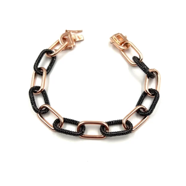 Bracciale in argento 925 placato rosè con zirconia cubica nera
