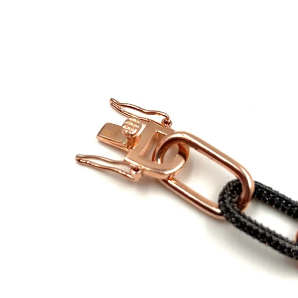 Bracciale in argento 925 placato rosè con zirconia cubica nera - immagine 3