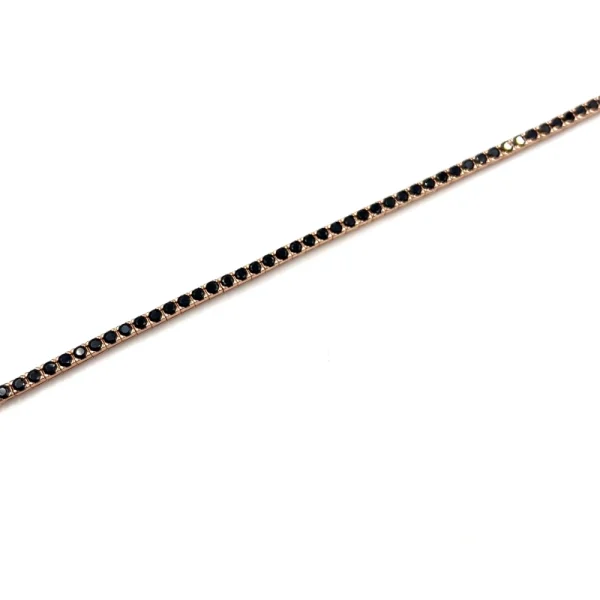 Tennis bracciale in argento rosa e zirconi neri - immagine 3