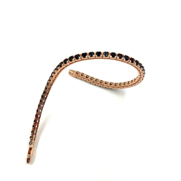 Tennis bracciale in argento rosa e zirconi neri