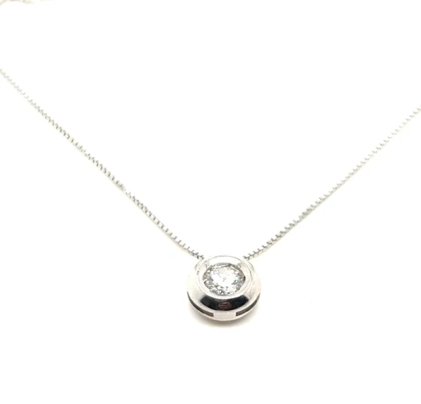 Collana punto luce cipollina in oro bianco e diamante ct.0.20