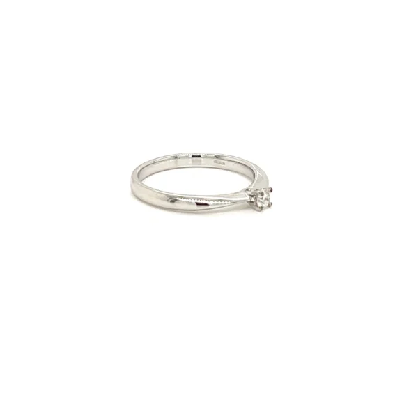 Anello solitario in oro bianco 18k e diamante certificato ct. 0.09 - immagine 2